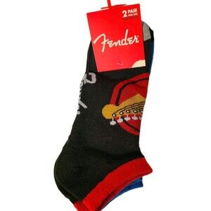 Fender SOCKS Mens Size 6-12 Ankle Novelty Gift Crazy Odd Socks Fun NEW 2 Pair